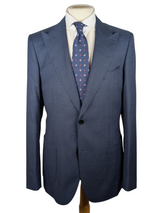 Benjamin Suit Blue Check Peak Lapels Superfine Wool