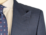 Benjamin Suit Blue Check Peak Lapels Superfine Wool