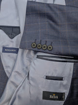 Benjamin Suit Navy Subtle Plaid 2-Button REDA Wool