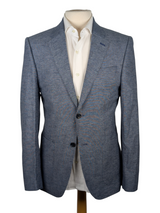 TM Lewin London Sport Coat 38R Slim Blue Weave Cotton/Linen