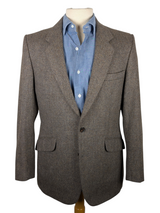 Vintage Brook Taverner Sport Coat 39/40R Greyish Brown West of England Wool Tweed