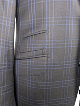 Benjamin Reda Suit 38R Charcoal Blue Windowpane Wool