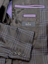 Benjamin Reda Suit 38R Charcoal Blue Windowpane Wool