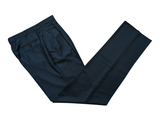 Luigi Bianchi Lubiam Trousers 36 Dark Blue Birdseye Pleated front Full Fit Wool