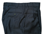 Luigi Bianchi Lubiam Trousers 34 Navy Blue Pleated front Full Fit Wool