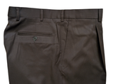 Luigi Bianchi Mantova Trousers 34 Dark Brown Pleated front Full Fit Wool