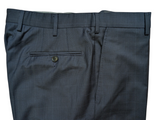 Luigi Bianchi Mantova 34 Navy Blue Plaid Flat Front Tailored Fit Wool