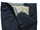 Luigi Bianchi Mantova 34 Navy Blue Plaid Flat Front Tailored Fit Wool