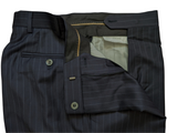 Luigi Bianchi Trousers 33 Navy Blue Striped Flat Front Tailored Fit Wool