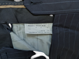 Luigi Bianchi Trousers 33 Navy Blue Striped Flat Front Tailored Fit Wool