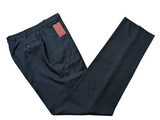Luigi Bianchi Lubiam Trousers 34 Dark Blue Flat Front Full Fit Wool