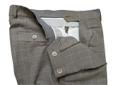 Luigi Bianchi Trousers 33 Earthy Grey Plaid Flat Front Tailored Fit Wool