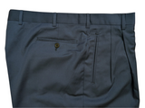 Luigi Bianchi Lubiam Trousers 38 Dark Cadet Blue Pleated front Full Fit Wool