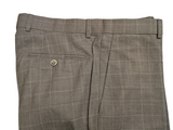 Luigi Bianchi Trousers 33 Earthy Grey Plaid Flat Front Tailored Fit Wool
