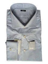 Barba Napoli Shirt 18.5 Pale Blue Striped Spread Collar Cotton