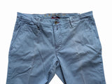 LBM 1911 Trousers 37/38 Soft Blue Flat Front Slim Fit Cotton Stretch