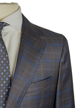 Benjamin Suit Navy/Brown Plaid 2-Button REDA Wool