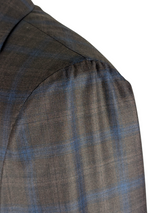 Benjamin Suit Navy/Brown Plaid 2-Button REDA Wool