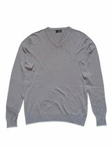Pal Zileri Sweater M/50 Grey Vneck Silky Cotton