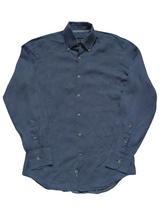 Canali Sport Shirt S Blue Bullseye Dot Linen