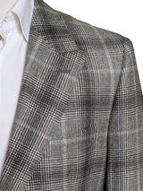 Moss Bros. Marzotto Suit 40/41R Grey Plaid Wool Flannel
