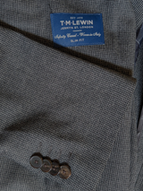 TM Lewin REDA Soft Suit 38R Charcoal Micro Check 2-Button Pure Wool