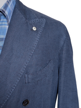 LBM 1911 Sport Jacket 43/44R Blue DB Cotton/Linen