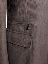 Corneliani ID Sport Coat 42R Brown Herringbone Wool/Cashmere with Leather Trim