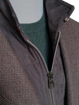 Corneliani ID Sport Coat 42R Brown Herringbone Wool/Cashmere with Leather Trim