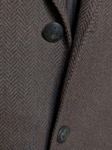 Corneliani ID Sport Coat 42R Brown Herringbone Wool/Cashmere with Leather Trim