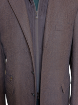 Corneliani ID Sport Coat 42R Brown Herringbone Wool/Cashmere with Leather Trim