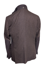 Corneliani ID Sport Coat 42R Brown Herringbone Wool/Cashmere with Leather Trim