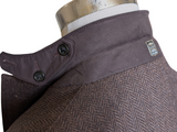 Corneliani ID Sport Coat 42R Brown Herringbone Wool/Cashmere with Leather Trim
