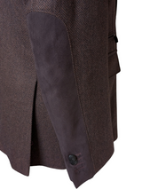 Corneliani ID Sport Coat 42R Brown Herringbone Wool/Cashmere with Leather Trim