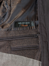 Corneliani ID Sport Coat 42R Brown Herringbone Wool/Cashmere with Leather Trim