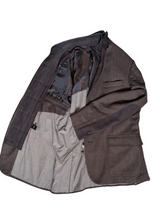 Corneliani ID Sport Coat 42R Brown Herringbone Wool/Cashmere with Leather Trim