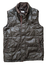 John Lewis Waxed Puffer Vest/Gilet S/M Olive Brown Cotton