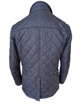 Barbour x Abraham Moon Jacket M Navy Blue Prior Quilt Tweed Trim