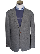 Marks & Spencer Abraham Moon Sport Coat 38R Grey Herringbone 2-button Wool Tweed