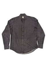 Boggi Milano Snap Shirt M Slim Charcoal Grey Cotton Denim