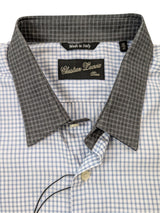Christian Lacroix Rare Sample Shirt 16 Pale Blue Check Cotton