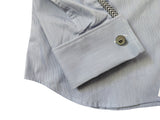 Christian Lacroix Rare Sample Shirt 16 Blue Striped French Cuffs Cotton
