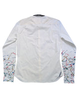 Christian Lacroix Rare Sample Shirt 16 White Paint Splattered Sleeved Cotton