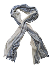Battisti Scarf Blue and Vanilla stripes Vintage cotton/linen