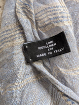 Drumohr Scarf Soft Light Blue Plaid Pure Linen