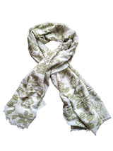 LBM 1911 Scarf Vanilla Green Florals Cotton