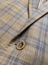 TailoRED Loro Piana Blazer 52R Mushroom Plaid Wool/Linen/Silk Summertime
