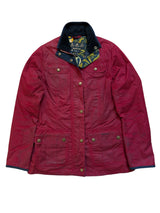 Barbour x William Morris Ladies Coat S/M 6 US Red Utility Waxed Cotton RARE!