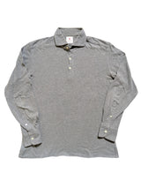 Cordone 1956 Long Sleeve Tailored Polo Shirt M Grey Pique Cotton