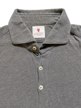 Cordone 1956 Long Sleeve Tailored Polo Shirt M Grey Pique Cotton